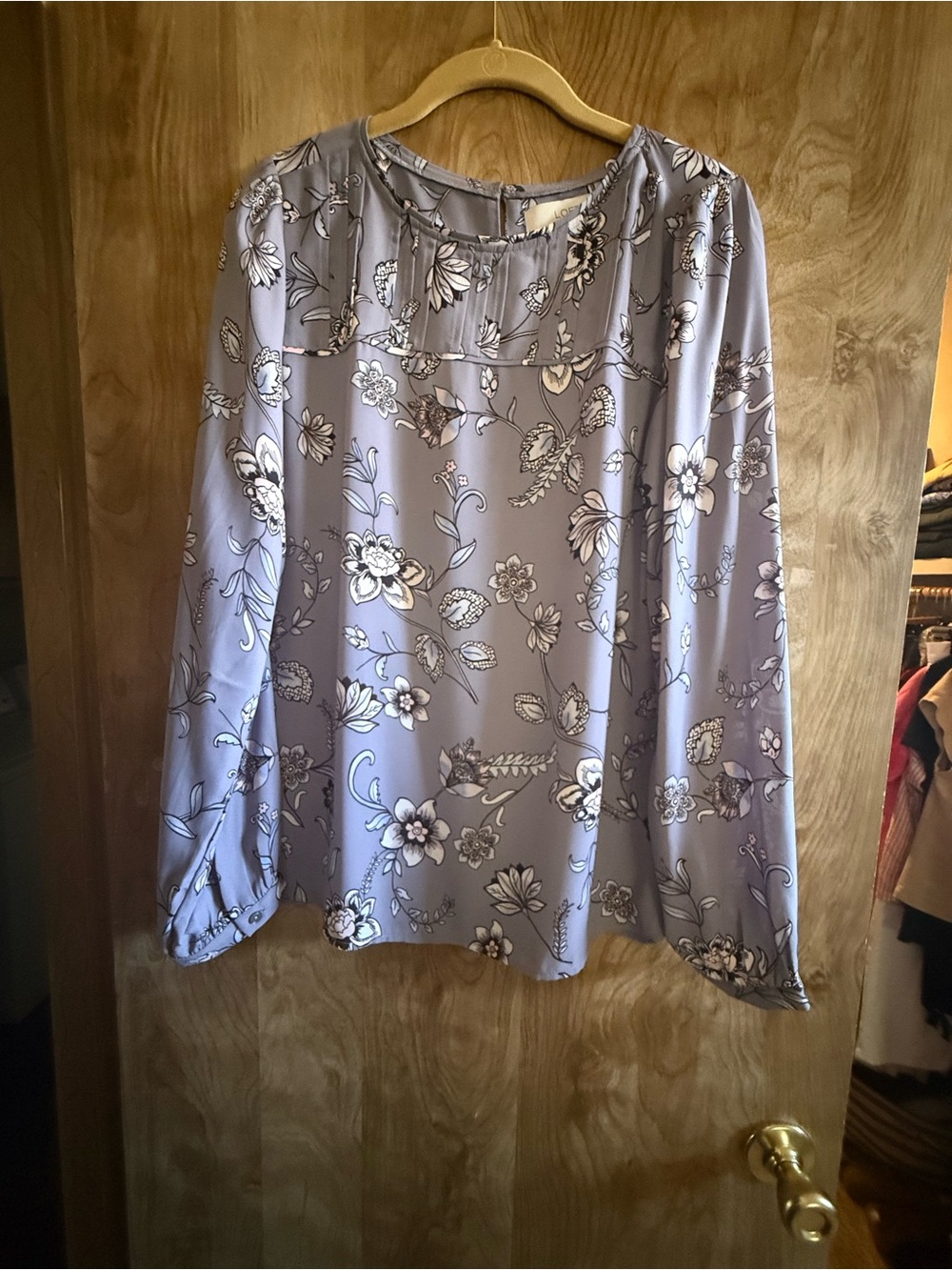 Loft Lavender Floral Long-Sleeve Blouse - Elegant Feminine Top